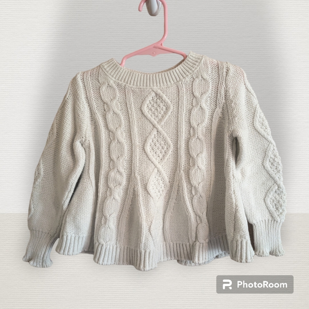 Genuine Kids from Oshkosh White Knit Long Sleeve with Lace, Size 3T